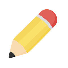 Cute yellow pencil icon. Doodle illustration.