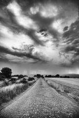 Mountain road in a storm