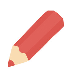 Cute pastel red colored pencil icon. Doodle illustration. Back to school concept.