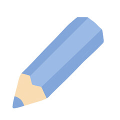 Cute pastel blue colored pencil icon. Doodle illustration. Back to school concept.