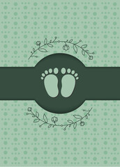 Baby Foot Print on Invitation Card Page, Baby Shower Concept