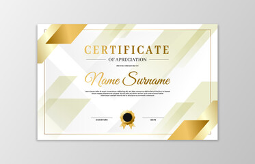 White and gold certificate border template. For appreciation, business and education needs