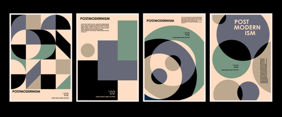 Artworks, posters inspired postmodern of vector abstract dynamic symbols with bold geometric shapes, useful for web background, poster art design, magazine front page, hi-tech print, cover artwork. - obrazy, fototapety, plakaty