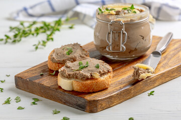 Toasts with homemade liver pate.