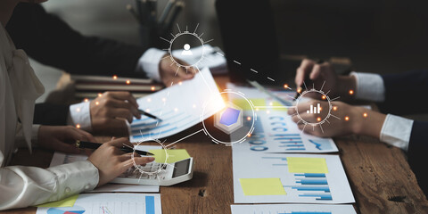 Success business team. Business data dashboard analysis by brainstorming