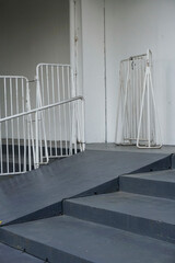 cement stairs on the terrace of the building