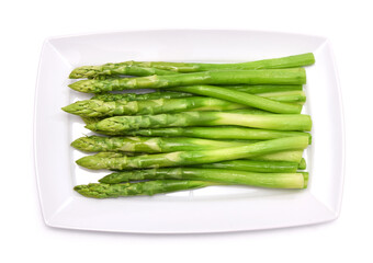 Green organic natural Asparagus isolated on white background