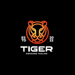 Vector Logo Illustration Tiger Gradient Line Art Style.