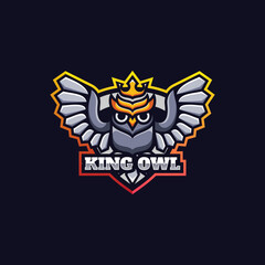 Vector Logo Illustration King Owl E Sport And Sport Style.