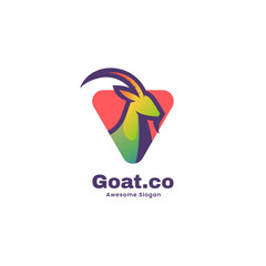 Vector Logo Illustration Goat Simple Mascot Style.