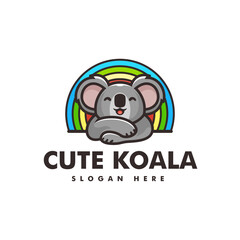 Vector Logo Illustration Koala Mascot Cartoon Style.