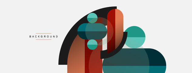 Geometric shapes composition abstract background. Circles lines and rectangles. Vector illustration for wallpaper banner background or landing page