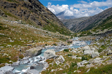 Paysage de montagne du massif de la Vanoise dans les Alpes en France en été et du vallon d'Ambin
