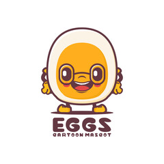 boiled eggs cartoon mascot. food vector illustration