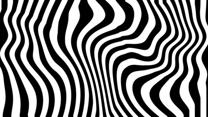 Zebra skin topographic backgrounds and textures with abstract art creations, random black and white waves line background. retro psychedelic style and Groovy hippie 70s background