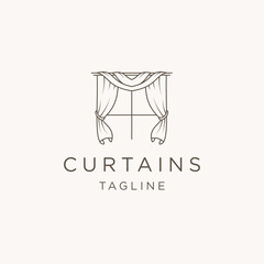 Curtain logo design template flat vector illustration