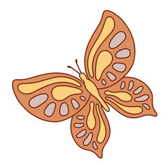 Retro groovy butterfly. Vector illustration.