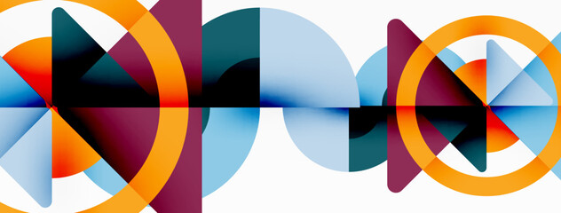 Obraz premium Creative geometric wallpaper. Minimal abstract background. Triangles and circles composition vector illustration for wallpaper banner background or landing page