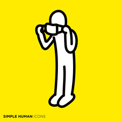 シンプルな人間のアイコンシリーズ　「マスクの着用・外す」