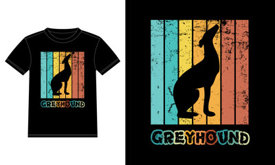 Funny Greyhound Retro Vintage Sunset T-shirt Design template, Greyhound Board, Car Window Sticker, POD, cover, Isolated white background, Silhouette Gift for Greyhound Lover
