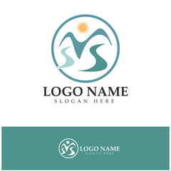 River Logo vector icon illustration design template