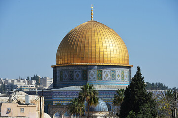 Obraz premium The Western Wall at the Temple Mount in Jerusalem, Palestine, Kudüs'teki Tapınak Dağı'nın görünümü 