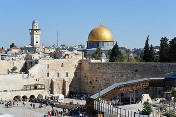 The Western Wall at the Temple Mount in Jerusalem, Palestine, Kudüs'teki Tapınak Dağı'nın görünümü
