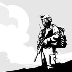 vector flat army squadron soldier for illustration