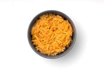 Mac and Cheese in bowl Isolated on white background with shadow Isolated on White Background
