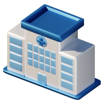 3d isometric health center building icon illustration