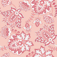 Fototapeta na wymiar Floral paisley seamless pattern. damask vector background