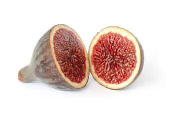 Sliced ripe fig isolated on white background