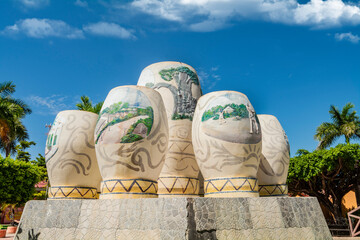 LAS JICARAS fountain in Nagarote park. Las Jicaras cultural fountain in Nagarote, Nicaragua....