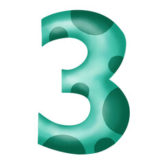 number watercolor Clipart.