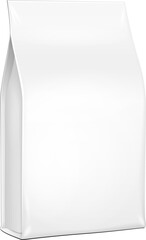 Mockup White Plastic, Foil Paper Food Bag Package Of Coffee, Spices Or Flour. Grayscale. Illustration Isolated On White Background Handle. Mock Up Template Ready For Your Design. Product Packing.