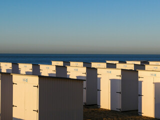 View of cabins on beach during cover19 lockdown in Europe