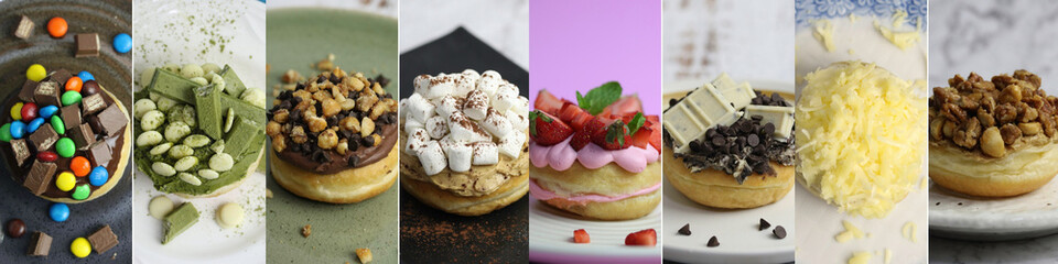 Collage of various American Donuts.