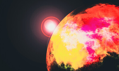 colorful world  and  star  on black color background