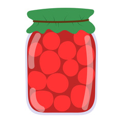 Jar of pickled tomatoes, vector isolated on a white background