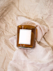 Glass candle mockup , add your own logo and text.