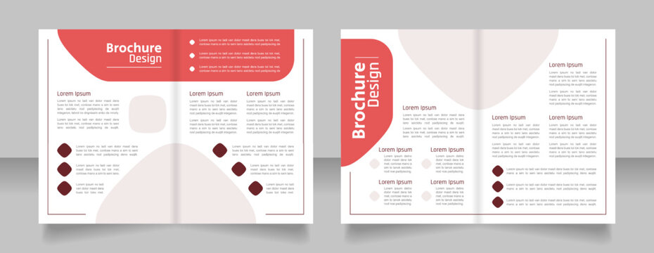 Court and law bifold brochure template design. Half fold booklet mockup set with copy space for text. Editable 2 paper page leaflets. Secular One Regular, Rajdhani-Semibold, Arial fonts used