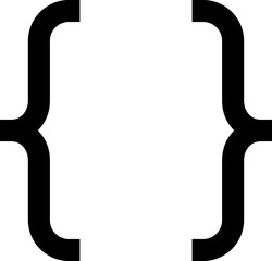 Curly braces, double symmetric brackets. Vector Typography symbols pair, frames for punctuation, maths, elements sign for text quote, mathematics.