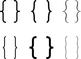 Curly braces, double symmetric brackets. Vector Typography symbols pair, frames for punctuation, maths, elements sign for text quote, mathematics. - obrazy, fototapety, plakaty