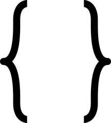 Curly braces, double symmetric brackets. Vector Typography symbols pair, frames for punctuation, maths, elements sign for text quote, mathematics.