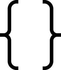 Curly braces, double symmetric brackets. Vector Typography symbols pair, frames for punctuation, maths, elements sign for text quote, mathematics.