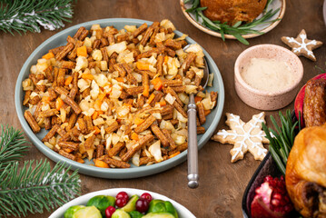 Christmas festive dinner with traditional dishes