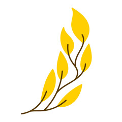 Simple floral vector illustration. Branches with autumn leaves. Black silhouette on a white background. Elements for autumn design, decoration, pattern making.