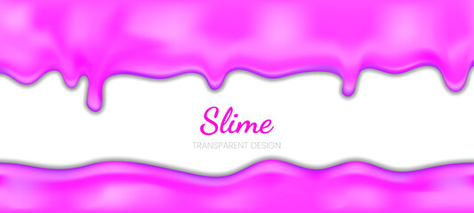 Neon purple drip oozing slime backdrop. Flowing green sticky liquid. Molten paint drips and flows. Vector illustration with toxic drop on horizontal border background for web site banner.