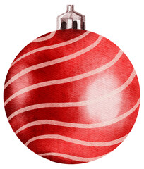 Red Christmas ball ornaments watercolor art painting
