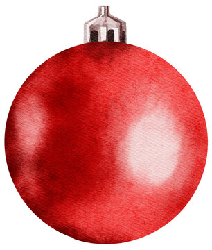 Red Christmas Ball Ornaments Watercolor Art Painting